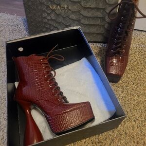 Akira brown heel boots